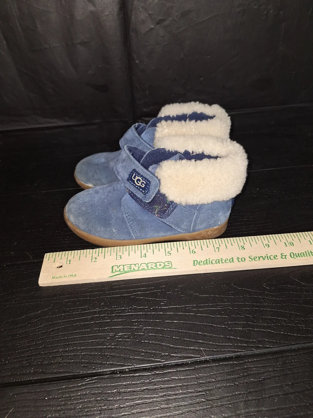 UGG Kids Blue Suede Shearling-Lined Boots Sz. 10